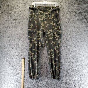 Almost Famous Pants Womens XL Green Camouflage Jogger Drawstring Elastic Waist
